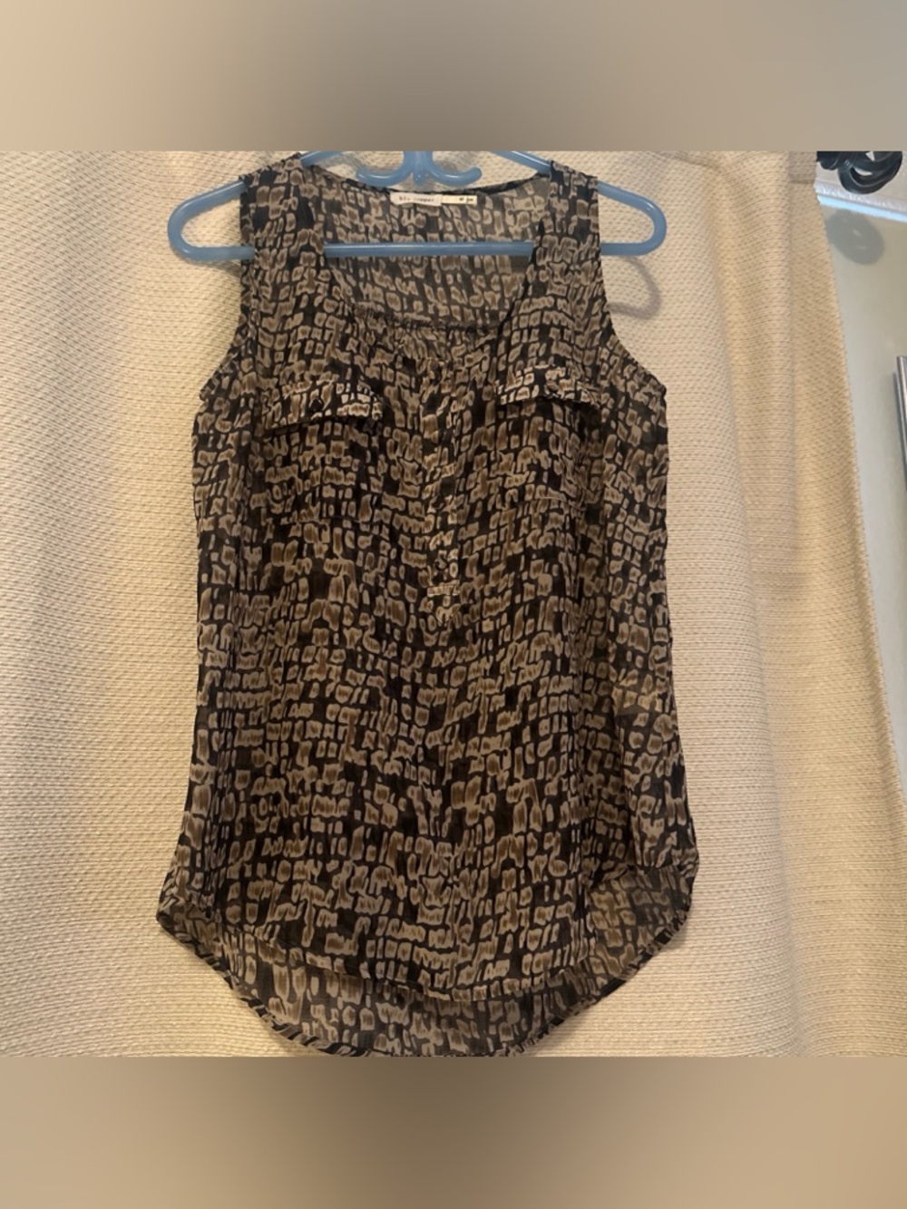 Blu Pepper Sleeveless Printed Tank Top - Black & Taupe